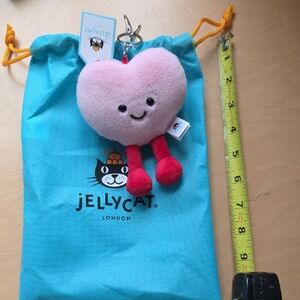 NWT Jellycat Pink Heart Plush with Red Legs